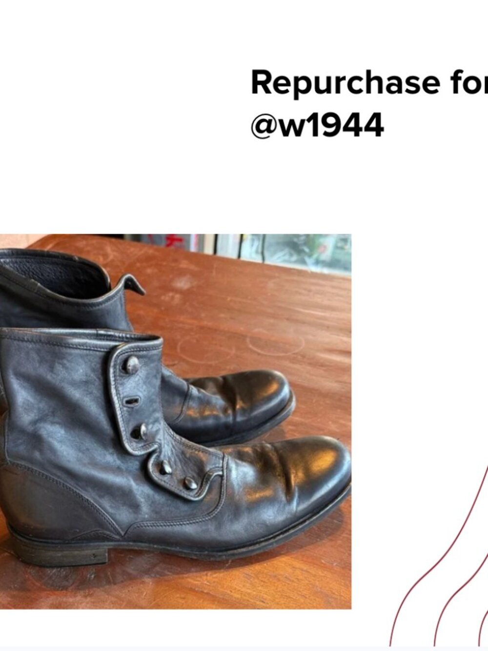 Repurchase for @ w1944 for Order# 69c76114f8fe58909bfdcd5f